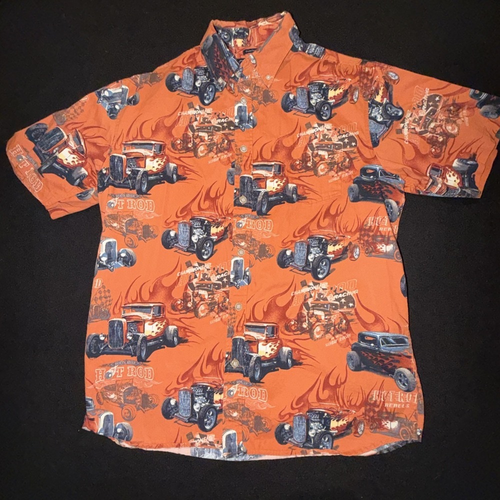 North River Outfitters Vintage Hot Rod Rebels Print Button Down Mens Large